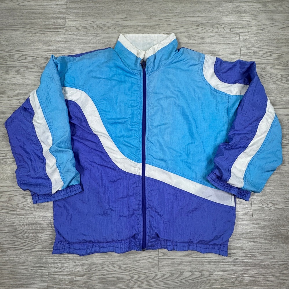 Bocoo Men's Windbreaker Jacket Blue Purple White‎ Colorblock Vintage Large